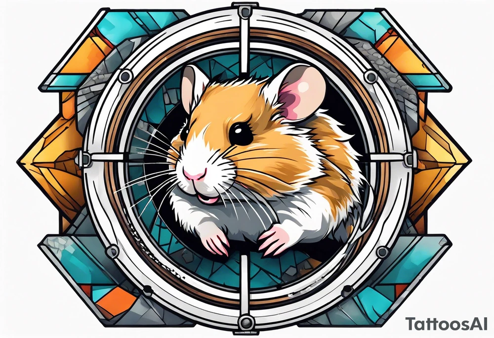 A hamster running in his wheel tattoo idea