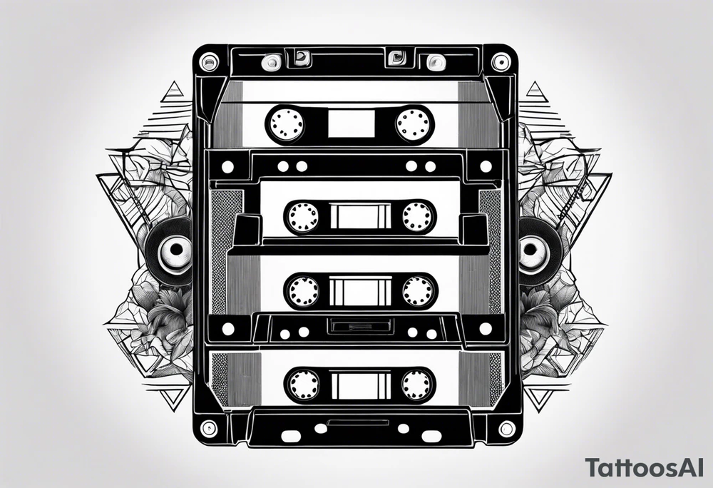 3 cassette tapes intertwined by the tape tattoo idea