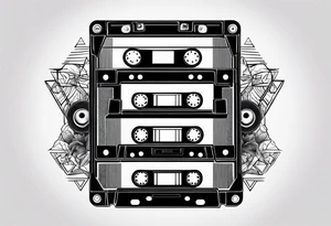 3 cassette tapes intertwined by the tape tattoo idea