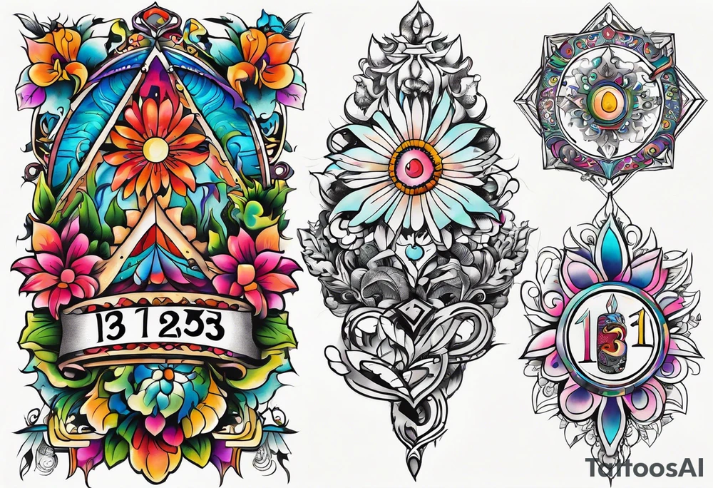 I would like a tattoo, featuring only 
number 13 in a colorful old school style. tattoo idea