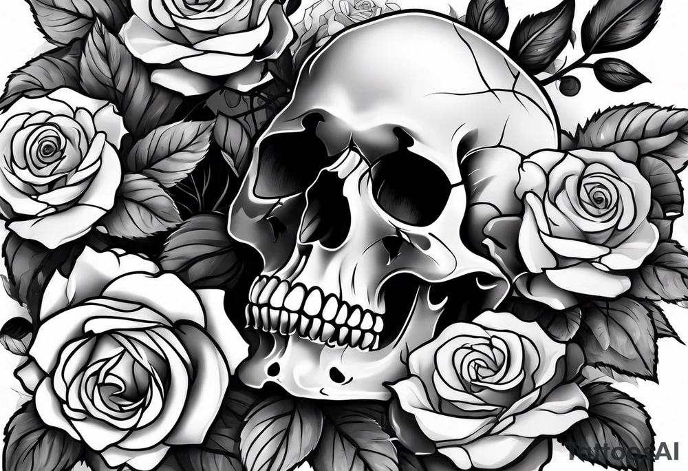 skull and roses tattoo idea