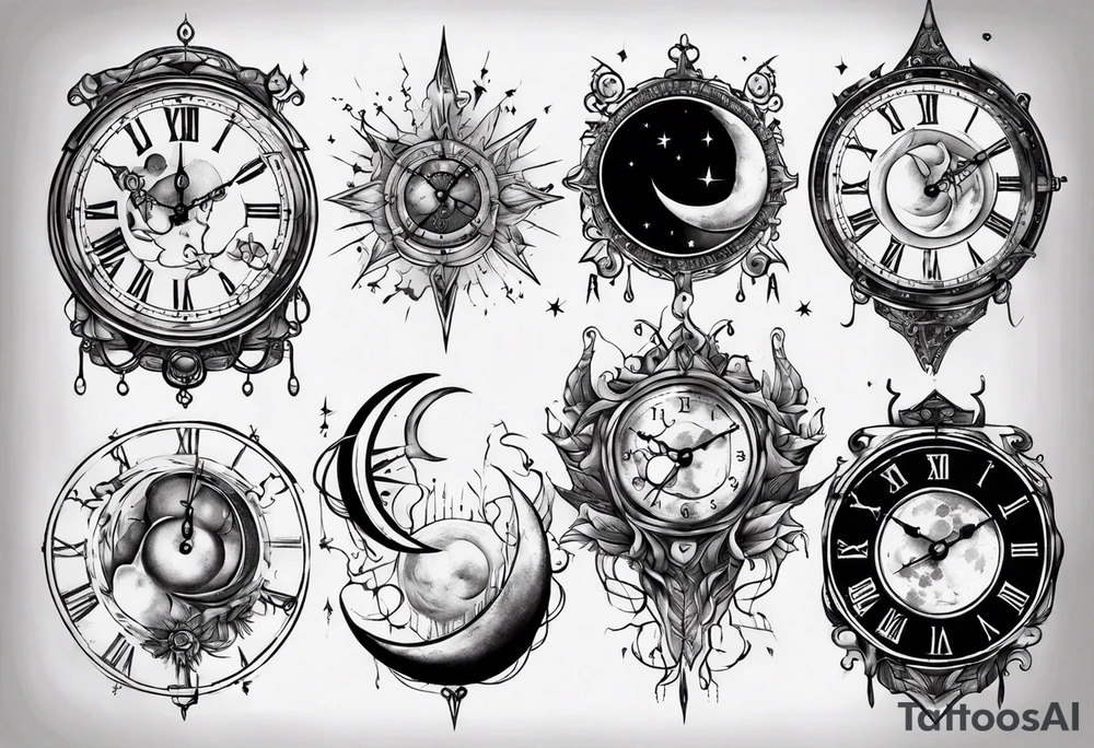 Moon clock tattoo idea
