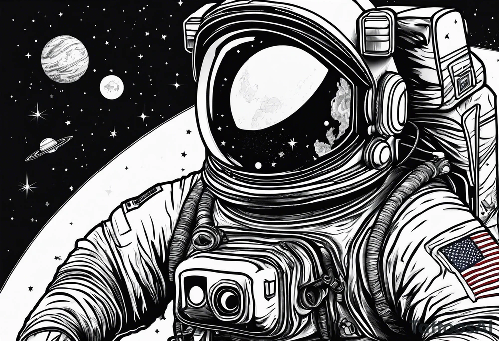 Astronaut holding a galaxy tattoo idea