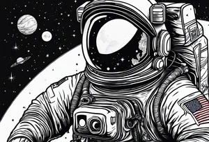 Astronaut holding a galaxy tattoo idea