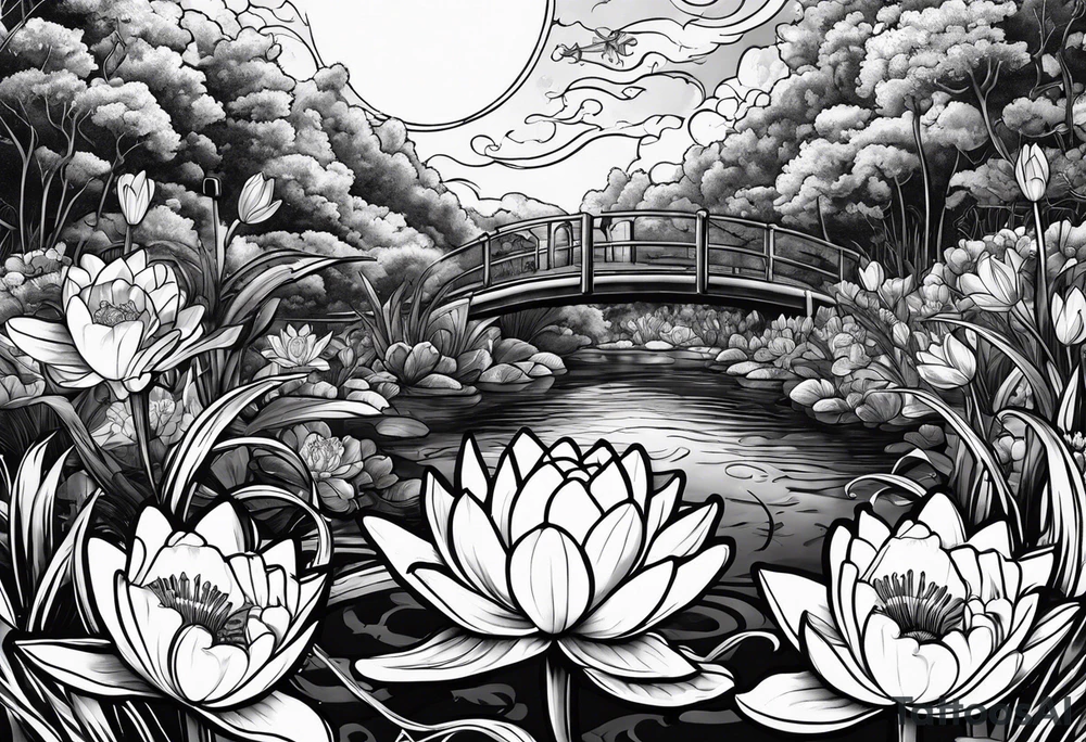roller coaster track, water lily, daffodils, space and stars, skulls tattoo idea