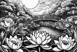 roller coaster track, water lily, daffodils, space and stars, skulls tattoo idea