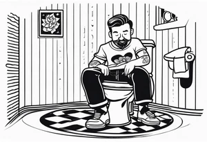 An epic potty with a man siting on it tattoo idea