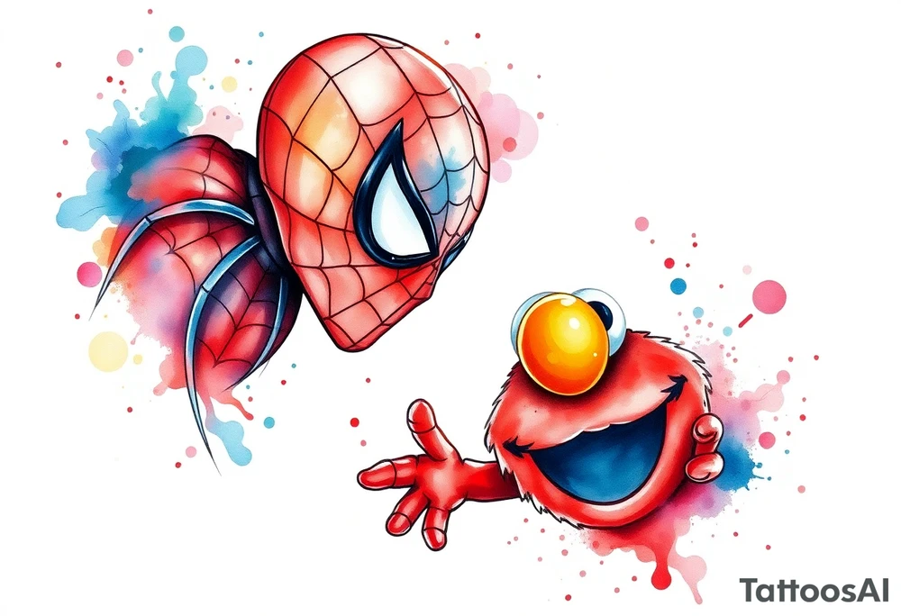 Spider-man and Elmo tattoo idea