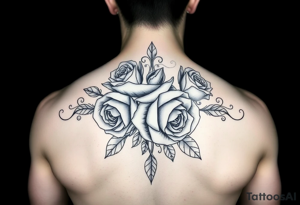 Roses with filigree background tattoo idea