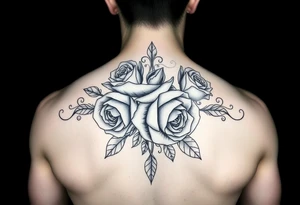 Roses with filigree background tattoo idea