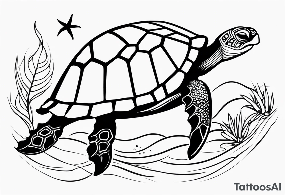Turtle and sea star tattoo idea
