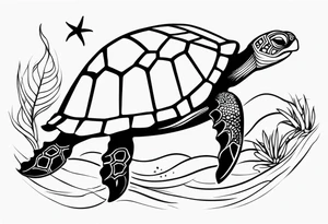 Turtle and sea star tattoo idea
