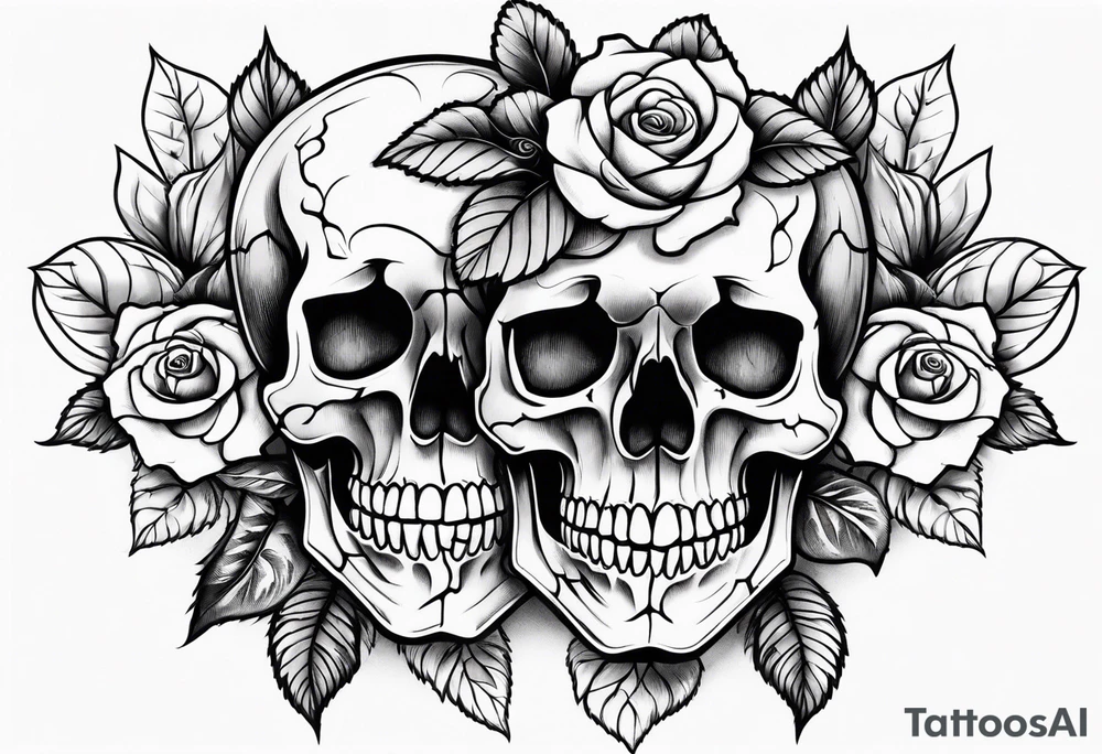 skull and roses tattoo idea