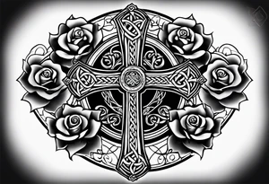 Celtic cross with roses tattoo idea