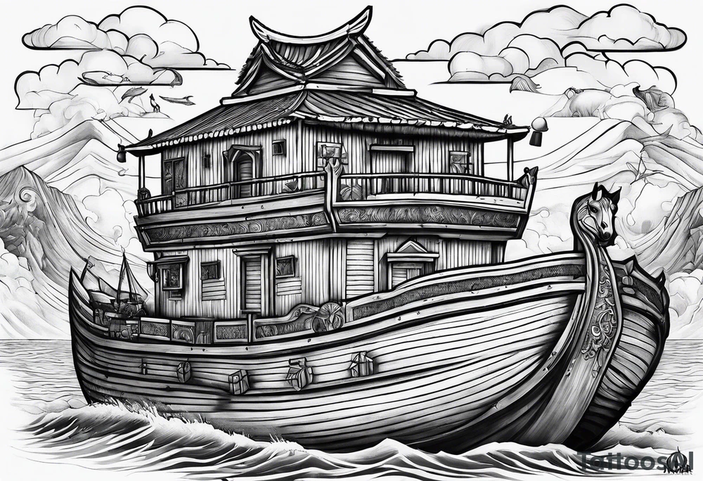 Noah’s ark with the names leticia and Tiffany tattoo idea