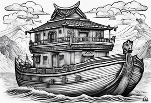 Noah’s ark with the names leticia and Tiffany tattoo idea