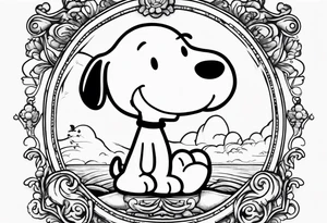 A postage stamp of snoopy and Woodstock tattoo idea