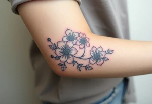 Bipolar chemical compound with flowers and fade from color to black and white tattoo idea