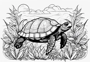 Turtle in marijuana field tattoo idea