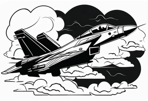 Fighter jet in the clouds with the date 09-07-2023 tattoo idea