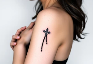 Woman praying with rosary in hands tattoo idea