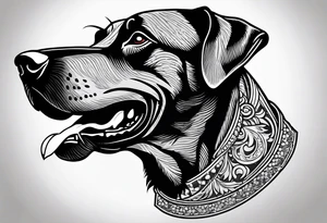 angry dobermann dog with mouth open tattoo idea