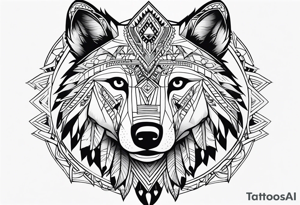Cree tribe inspired tattoo with a bear a cayote tattoo idea