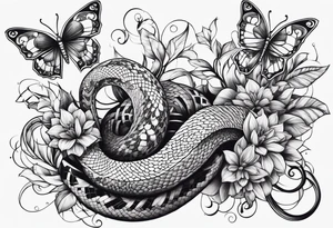 Butterflies surrounding a snake tattoo idea