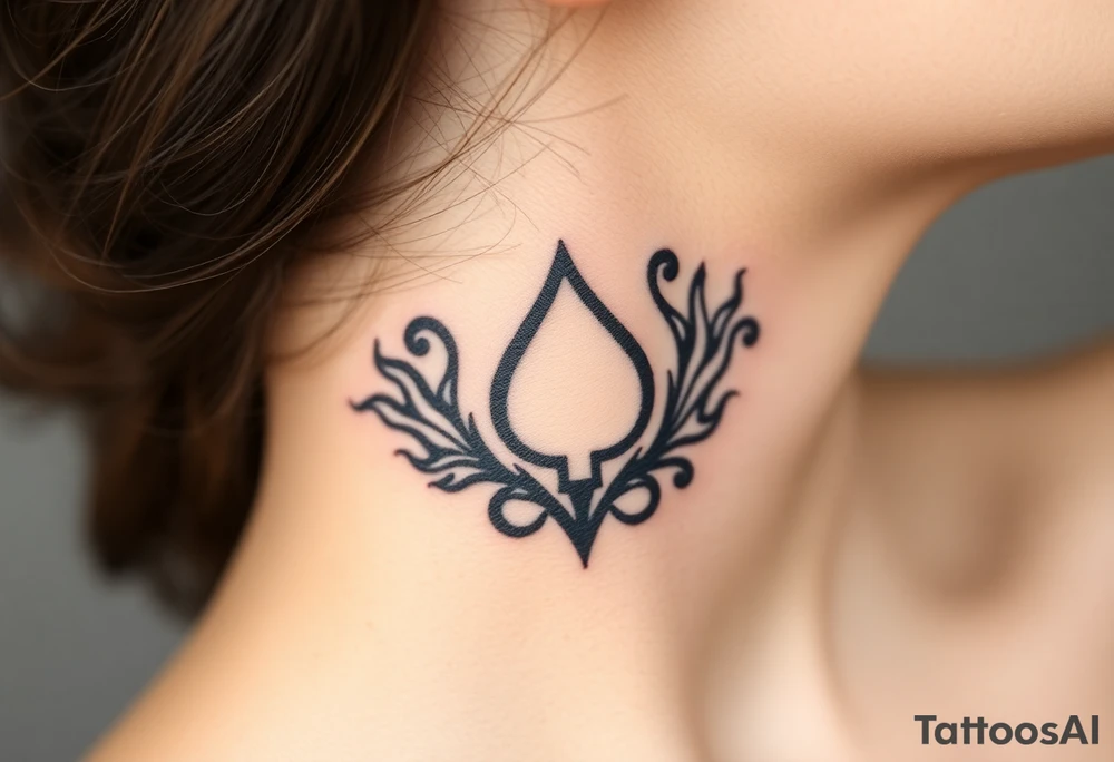 Q of spades surrounded by flames tattoo idea