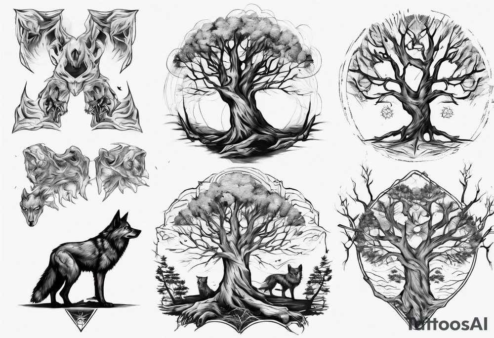 Wolven tree tattoo idea