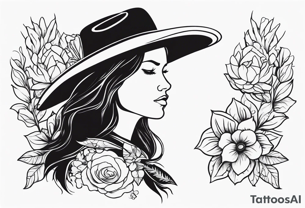 floral western christian cowgirl tattoo idea