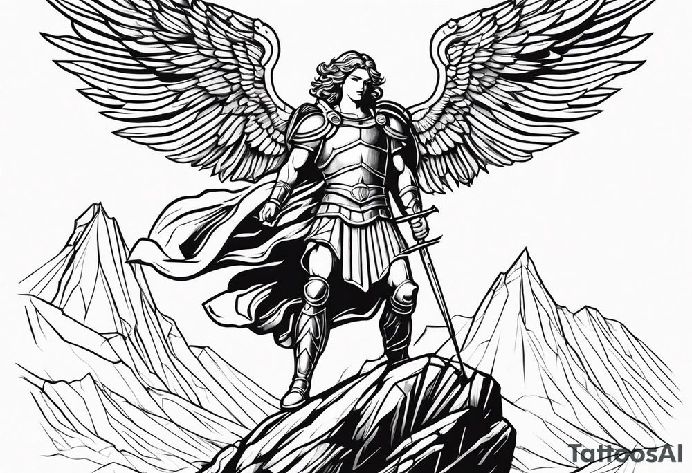 simple st michael the archangel stepping on a rock tattoo idea