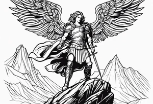 simple st michael the archangel stepping on a rock tattoo idea