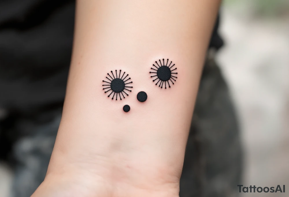 Three charcoal black dots tattoo idea