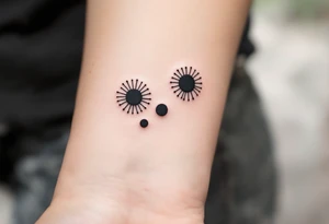 Three charcoal black dots tattoo idea