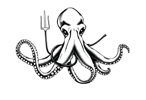 Octopus with trident and stethoscope tattoo idea