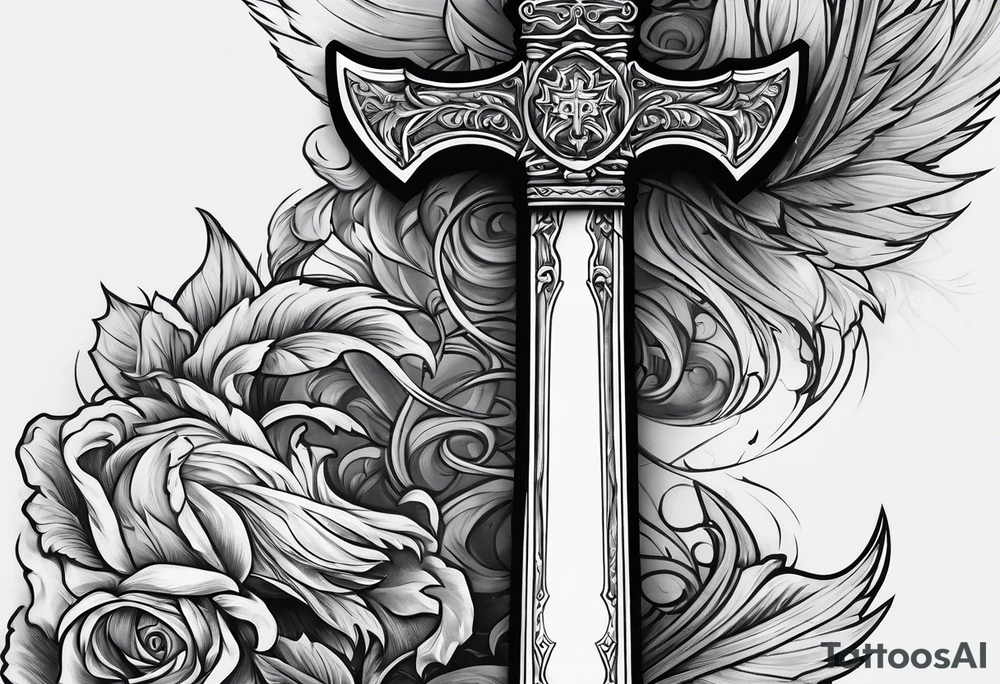 Valhalla sword stairs axe tattoo idea