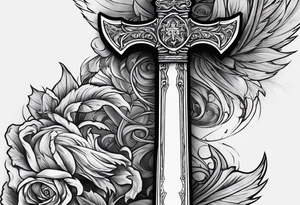 Valhalla sword stairs axe tattoo idea
