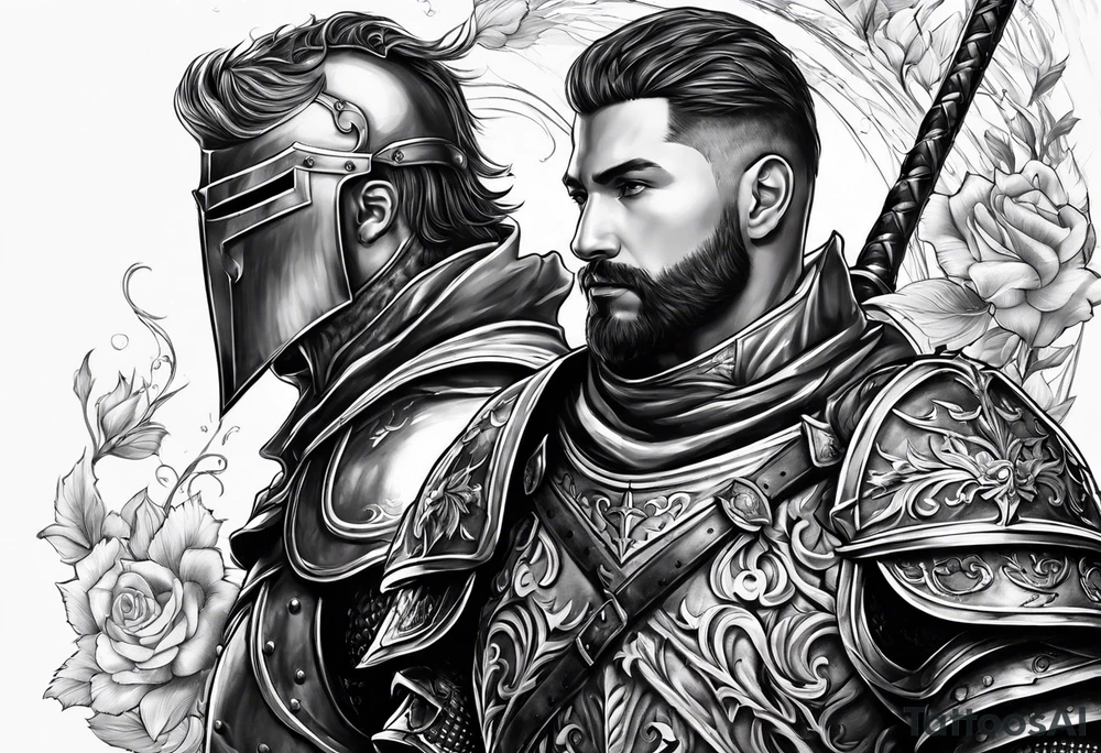 two sexy male knights tattoo idea