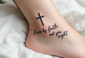 live by faith not by sight with cross tattoo idea