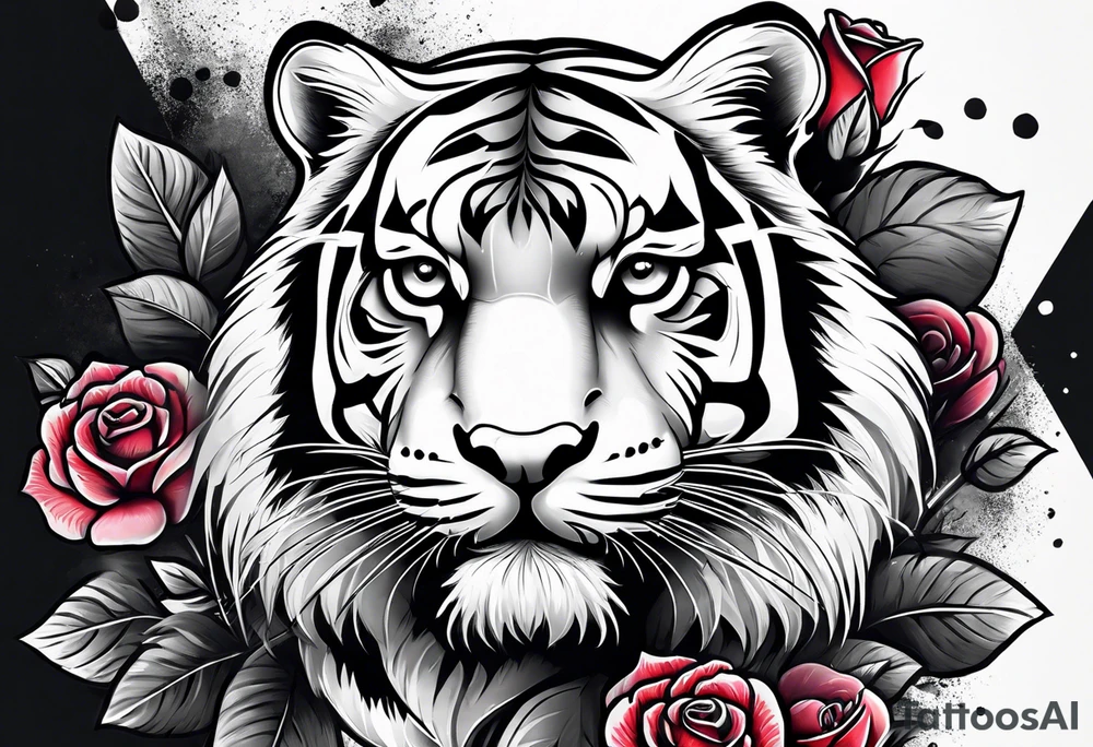 tiger with a rose tattoo idea