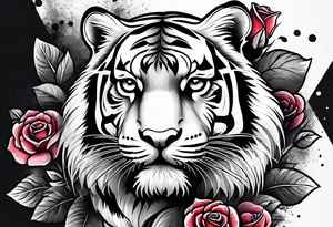 tiger with a rose tattoo idea