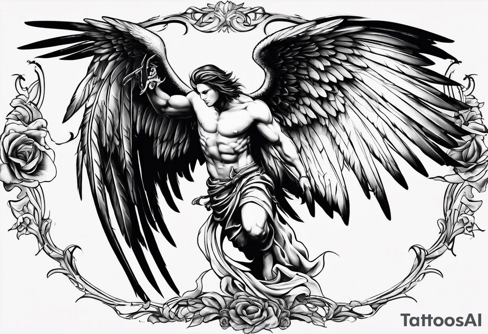 Fallen angel male tattoo idea