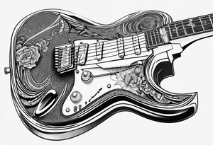 electric guitar with distorted signal coming out of it tattoo idea