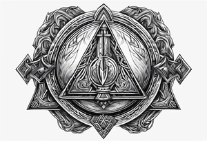 Valhalla shield valknut sword axe flame tattoo idea