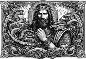 Jesus replied "Behold, I give unto you power to tread on serpents and scorpions, and over all the power of the enemy: and nothing shall by any means hurt you"" tattoo idea
