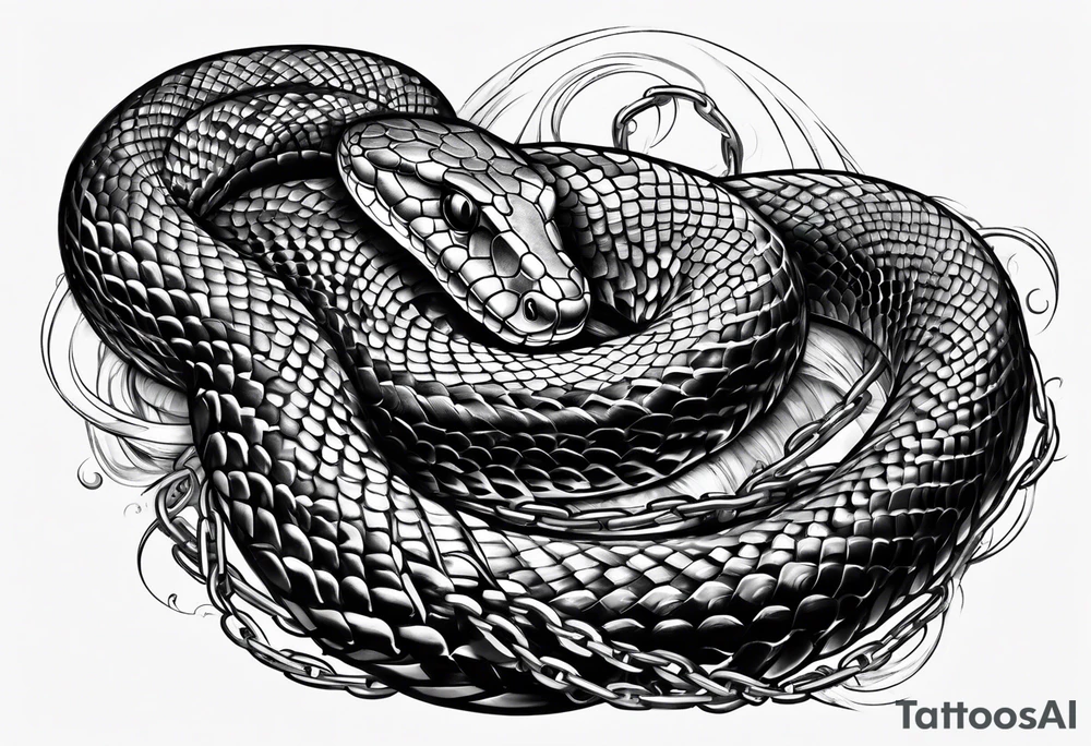 Gadsden snake breaking free from chains tattoo idea