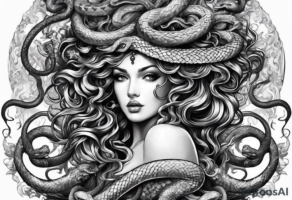 beautiful but mysterious medusa with the snakes clearly showing tattoo idea