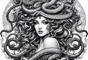 beautiful but mysterious medusa with the snakes clearly showing tattoo idea