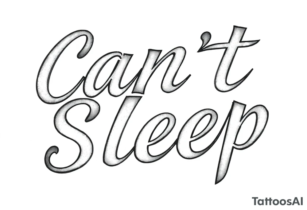 Words “Can’t Sleep” written in thick font tattoo idea